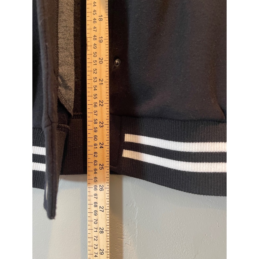 Torrid Womens Plus Size 2 Varsity Bomber Jacket Hooded Snap Front Black Grey - Picture 4 of 15